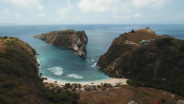 Vista aérea bela praia. Nusa Penida — Vídeo de Stock