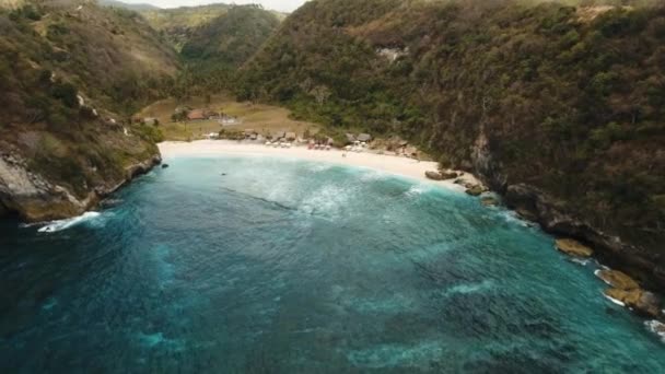 Aerial view beautiful beach. Nusa Penida — Stock Video