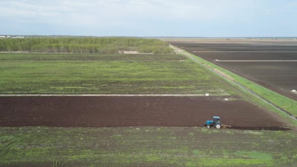 Trator arados terras agrícolas . — Vídeo de Stock