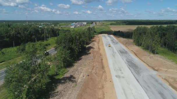 Highway construction Aerial view — Stock Video