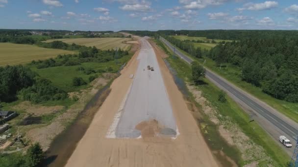 Construção de rodovias Vista aérea — Vídeo de Stock