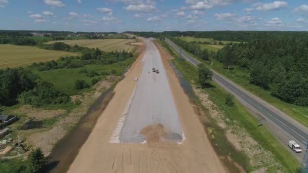 Будівництво магістралей Вид з повітря — стокове відео