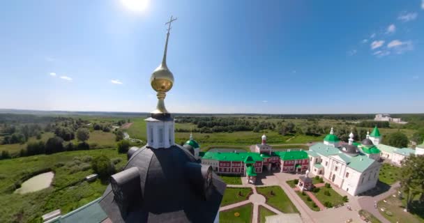 Сферическая панорама церкви и монастыря — стоковое видео