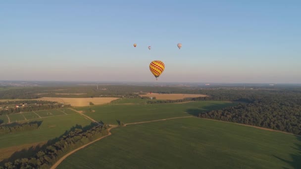 Globos de aire caliente en el cielo — Vídeo de stock