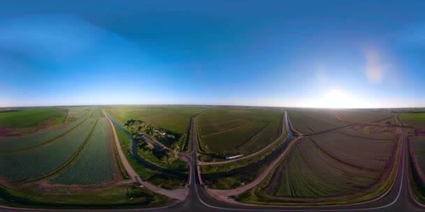Vista aérea de las tierras de cultivo VR360 — Vídeo de stock