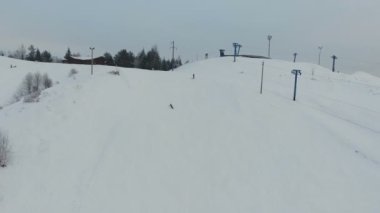 Kış Sezonu Kayak Merkezi. Havadan görünümü.