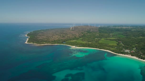 Flygfoto Över Vackra Tropiska Stranden Saud Med Turkost Vatten Blå — Stockvideo