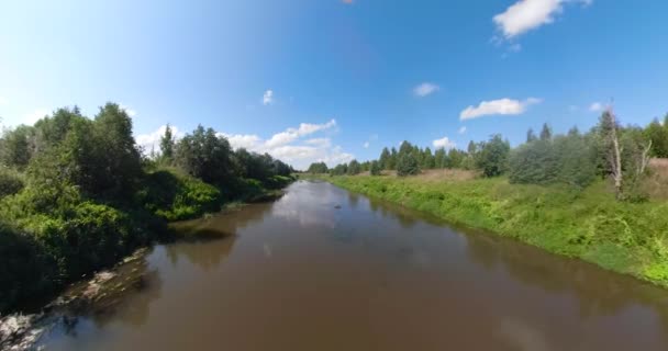 Landschaft mit Fluss und Bäumen Kugelpanorama — Stockvideo
