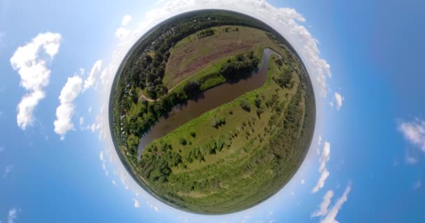 Paesaggio con fiume e alberi panorama sferico — Video Stock