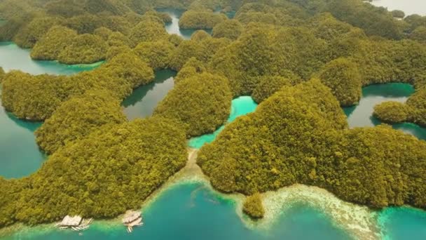 Морський пейзаж з лагунами і островами — стокове відео