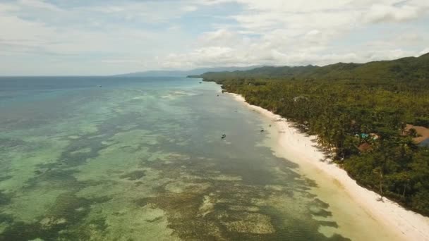 Praia tropical e mar azul-turquesa Filipinas, Bohol — Vídeo de Stock