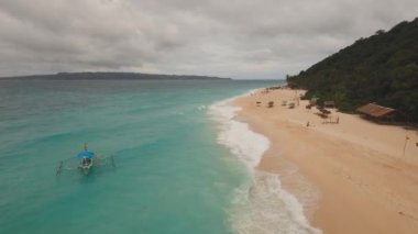 palmiye ağaçları ile tropikal kum plaj