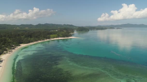 Przylądek morski z plażą i morzem. Filipiny, Luzon. — Wideo stockowe
