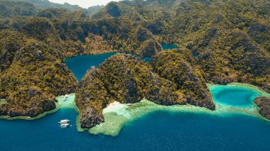 Filipinler, Coron, Palawan 'da tropikal bir adada Barakuda Gölü.