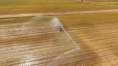 Tarım arazisindeki sulama sistemi.