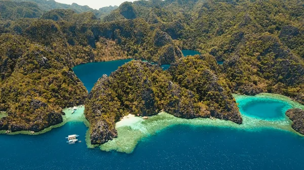 Filipinler, Coron, Palawan 'da tropikal bir adada Barakuda Gölü.