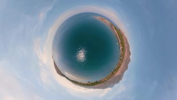 Seascape med stranden vr360 — Stockvideo