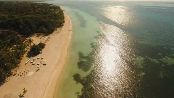 Tropical beach és a türkizkék tenger Fülöp-szigetek, Bohol — Stock videók