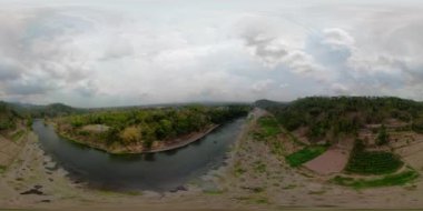 Tropikal manzara nehir, çiftçiler vr360 arazi.