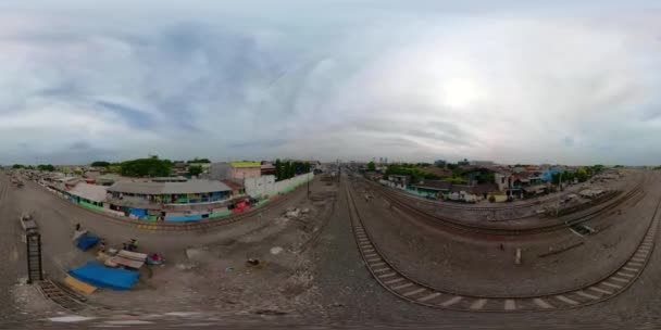 Estación de tren en Surabaya Indonesia vr360 — Vídeo de stock