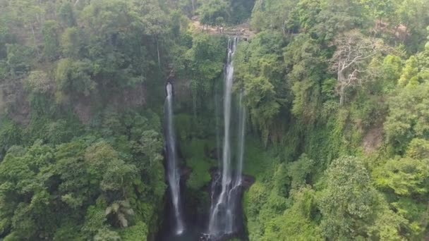 Prachtige tropische waterval Bali, Indonesië. — Stockvideo