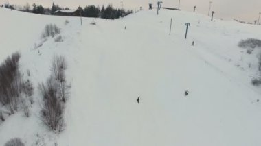 Kış Sezonu Kayak Merkezi. Havadan görünümü.