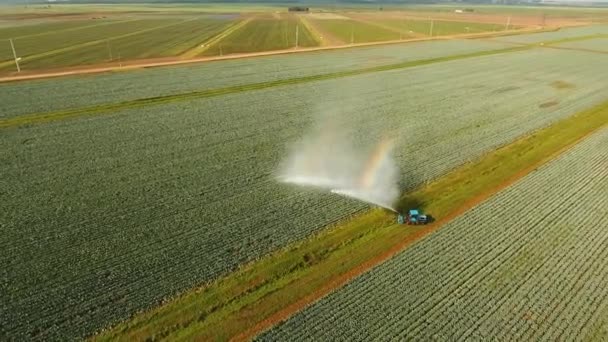 Irrigatiesysteem voor landbouwgrond. — Stockvideo