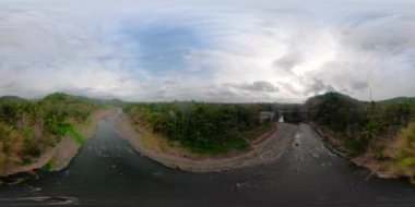 Tropikal manzara nehir, çiftçiler vr360 arazi.