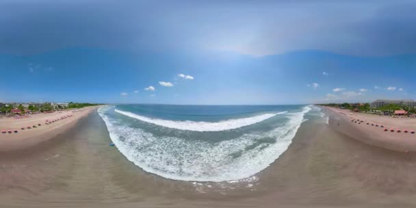 Vista aérea hermosa playa, Bali, Kuta. — Vídeos de Stock