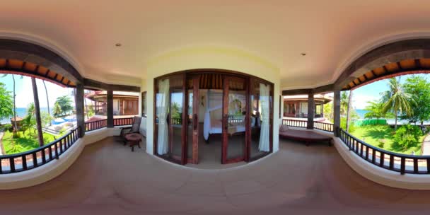Interiér ložnice v hotelu. vr360 — Stock video