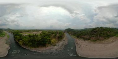 Tropikal manzara nehir, çiftçiler vr360 arazi.