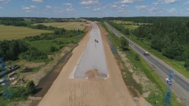 Construção de rodovias Vista aérea — Vídeo de Stock