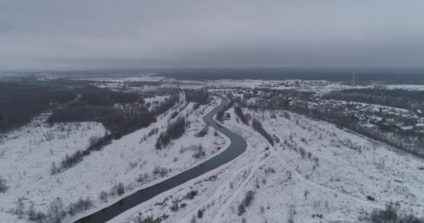 Inverno paesaggio fluviale — Video Stock