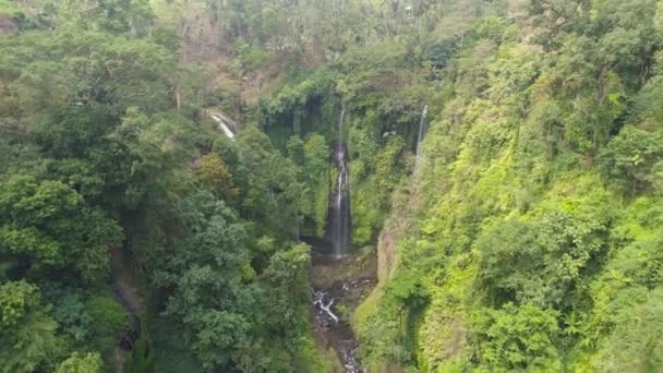 Prachtige tropische waterval Bali, Indonesië. — Stockvideo