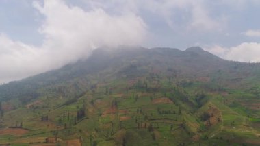 Dağlarda tarım arazileri olan tropikal manzaralar