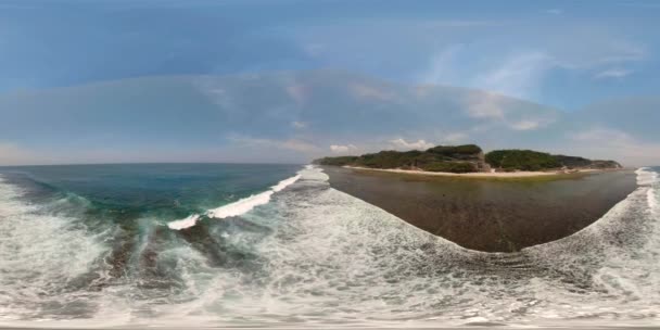 Морський пейзаж з пляжем vr360 — стокове відео