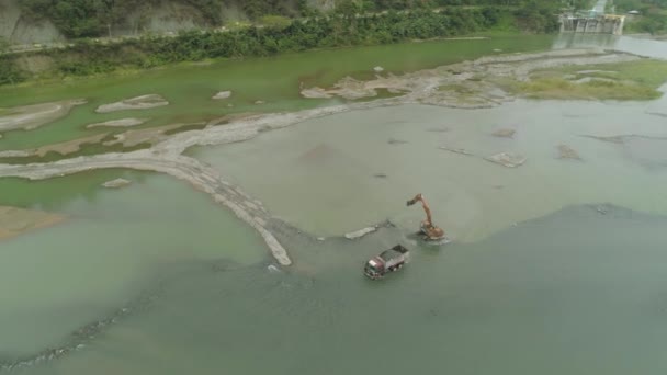 Cleaning and deepening by a dredger on the river. Philippines, Luzon — Stock Video