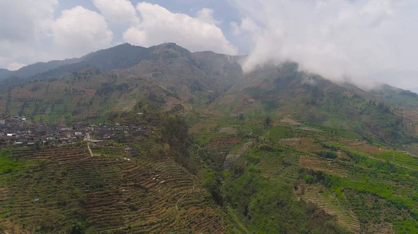 Paisaje tropical con tierras de cultivo en las montañas — Foto de Stock