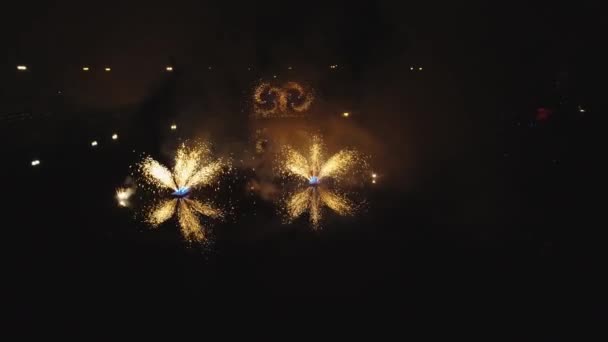 Fuegos artificiales durante la noche — Vídeo de stock