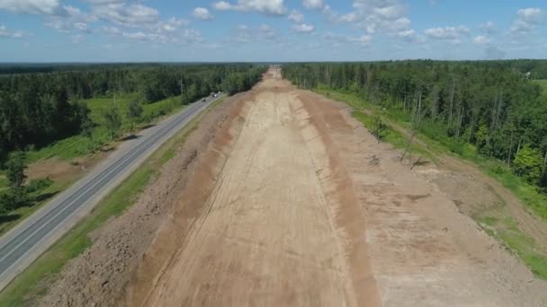 Highway construction Aerial view — Stock Video
