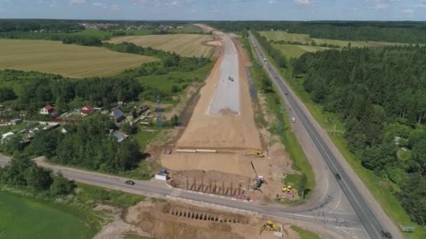 Highway construction Aerial view — Stock Video