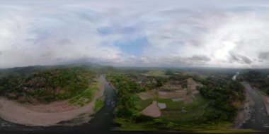 Tropikal manzara nehir, çiftçiler vr360 arazi.