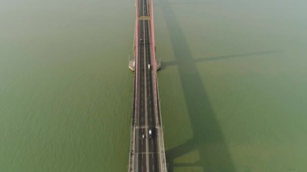 Suspension cable bridge in surabaya — Stock Video