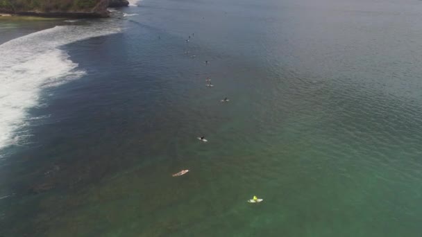 Su yüzeyinde sörfçüler — Stok video