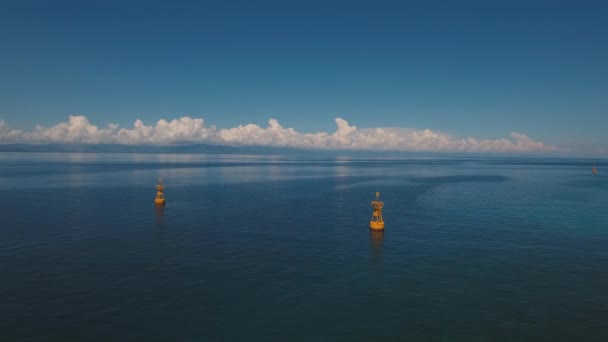 Navigational buoy in the sea. — Stock Video