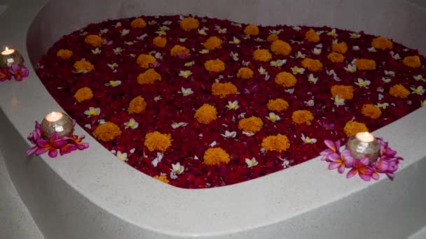 Красивая ванна с цветами — стоковое видео