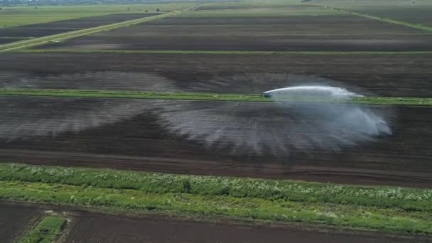 Sistema de riego en tierras agrícolas. — Vídeo de stock