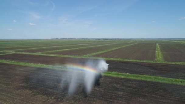 Vista Aerea Irrigazione Coltura Utilizzando Sistema Irrigazione Perno Centrale Perno — Video Stock