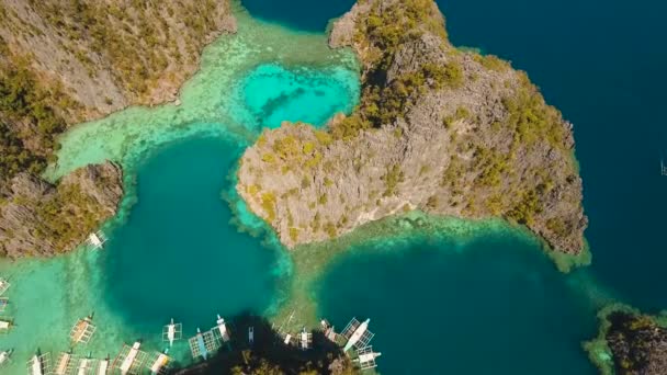 Havslandskap med en vacker lagun Filippinerna, Palawan. — Stockvideo