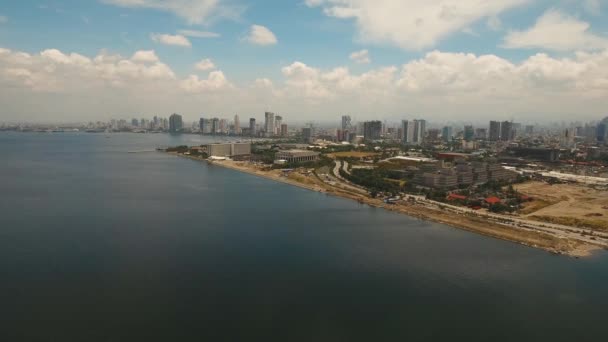 Міський краєвид з хмарочосів Маніла міста Філіппін — стокове відео